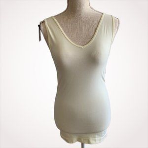 Ivory V-Neck Tank Top Women's Sleeveless Camisole Layering Top